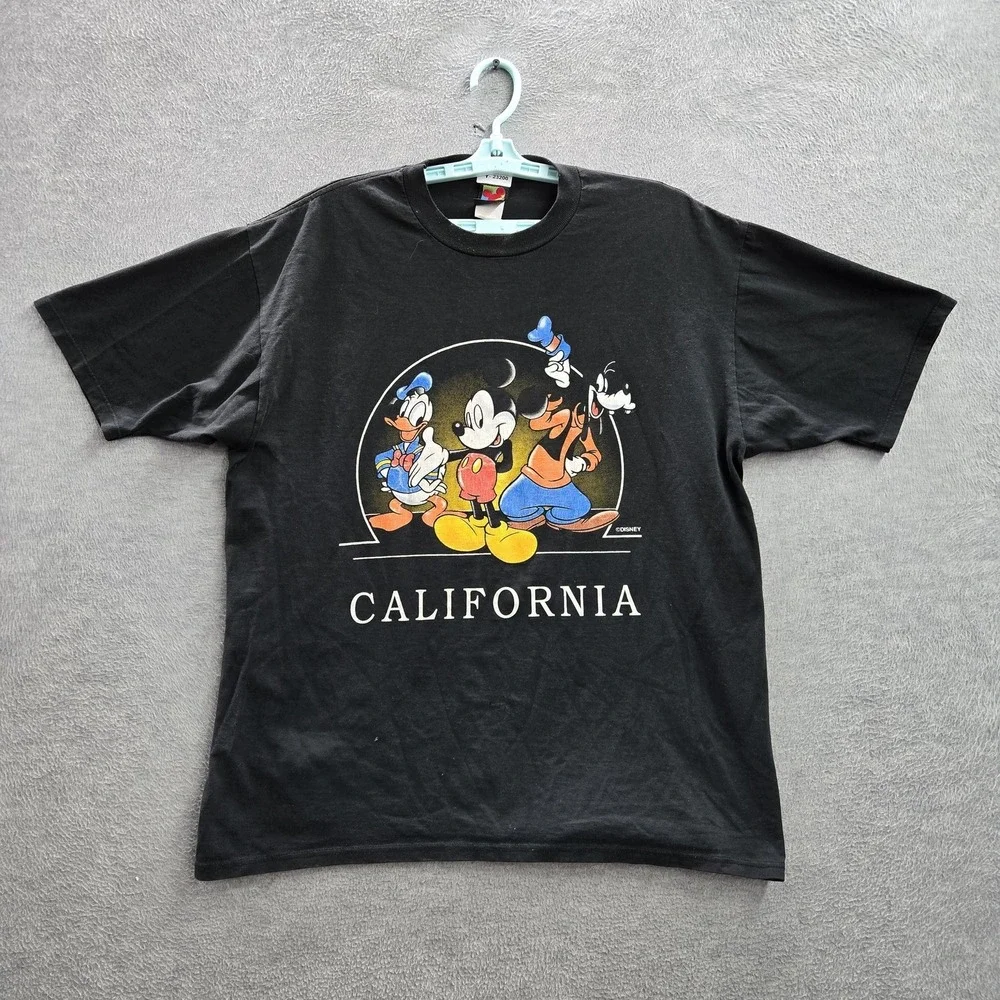 VINTAGE Mickey Unlimited By Velva Sheen Men XL Shirt Black California Disneyland